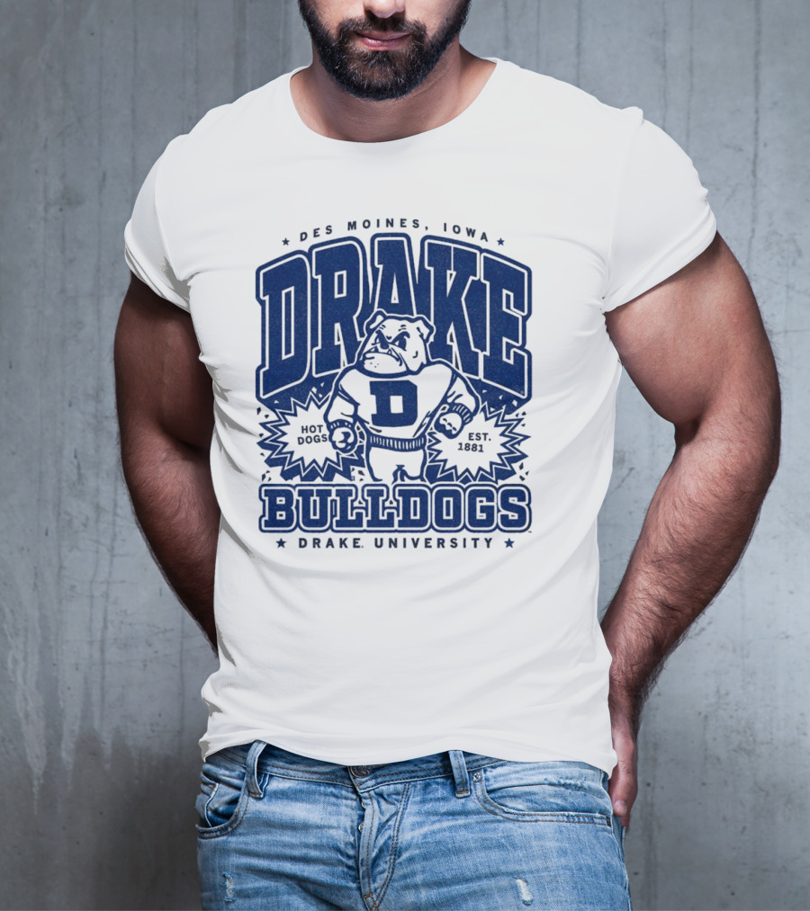 Des Moines Iowa Drake University Bulldogs Mascot Hot Dogs Est 1881 T-Shirt