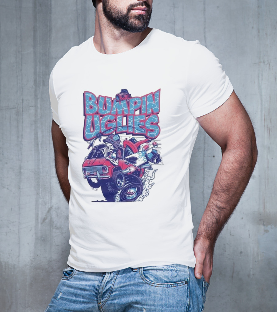 "Bumpin Uglies Red Truck With Fish Cartoon" T-Shirt