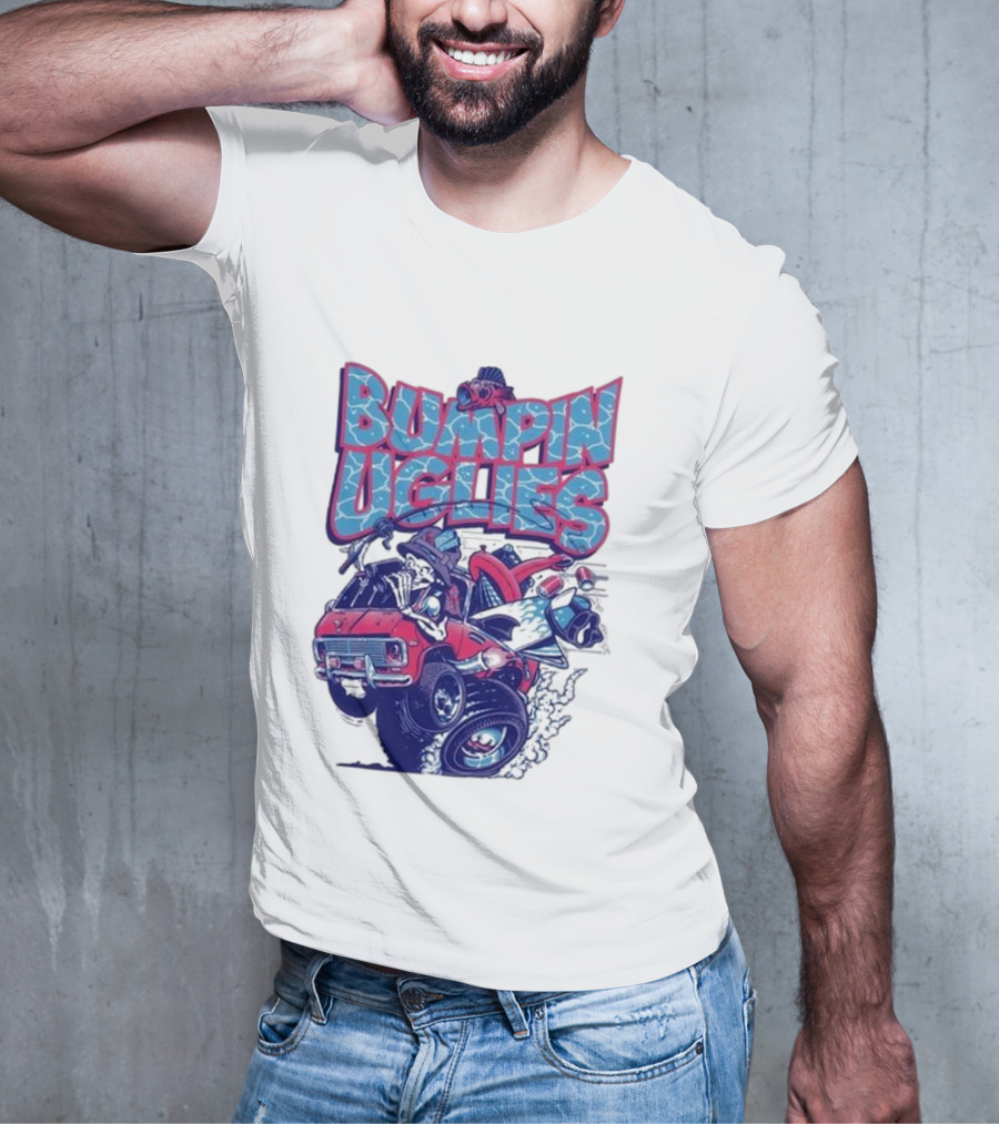 "Bumpin Uglies Red Truck With Fish Cartoon" T-Shirt