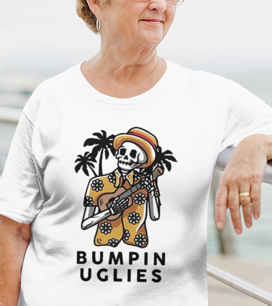 Bumpin Uglies Skeleton Playing Ukulele In Hawaiian T-Shirt