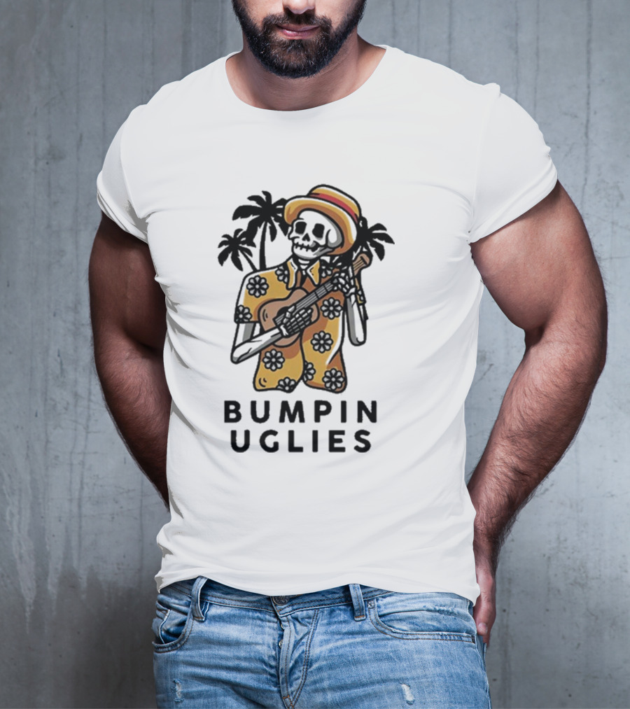 Bumpin Uglies Skeleton Playing Ukulele In Hawaiian T-Shirt