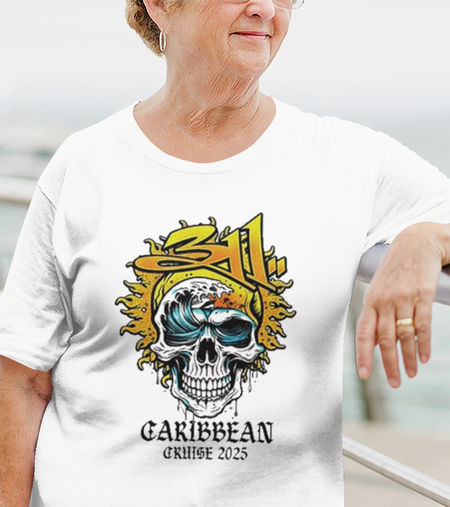 311 Caribbean Cruise 2025 Skull Wave T-Shirt