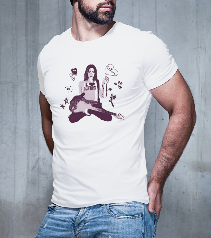 Chiara Oliver Libreta Rosa I Love London Guitar Art T-Shirt
