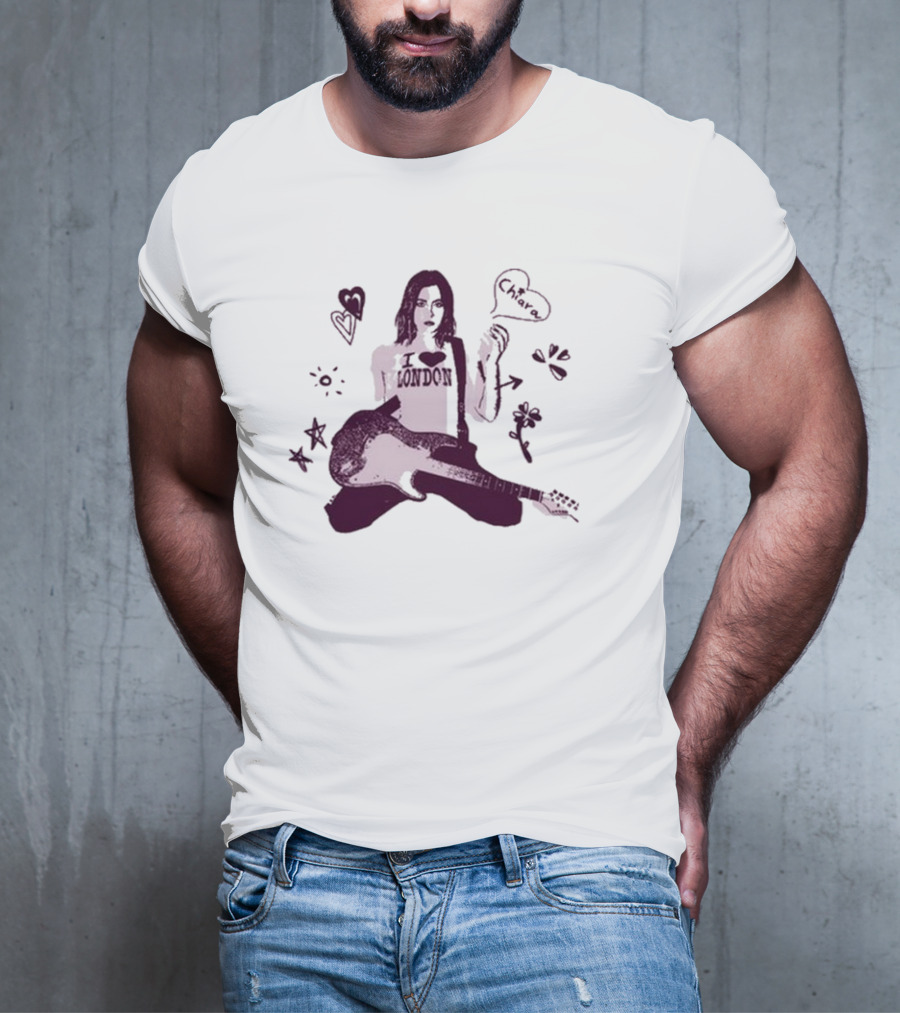Chiara Oliver Libreta Rosa I Love London Guitar Art T-Shirt
