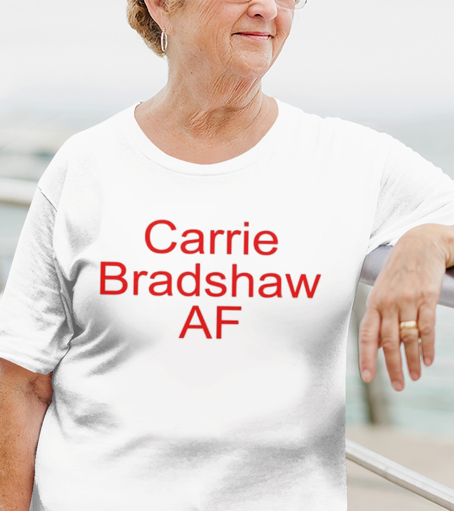 Carrie Bradshaw AF Red Text Bold Statement T-Shirt