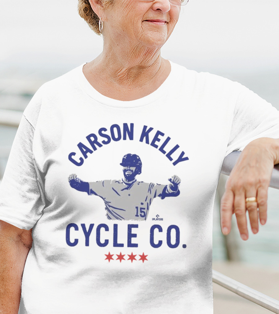 Carson Kelly Cycle Co MLBPA Number 15 Baseball Star Iconic Red Stars Theme T-Shirt