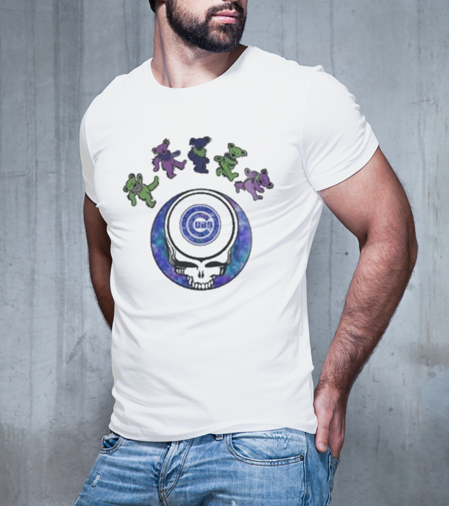 Chicago Cubs 2025 Grateful Dead Night Skull Bears Baseball T-Shirt