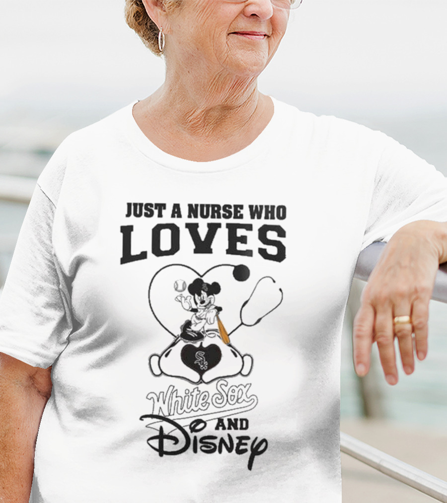 Just A Nurse Who Loves Chicago White Sox And Disney Mickey Mouse 2025 Baseball T-Shirt