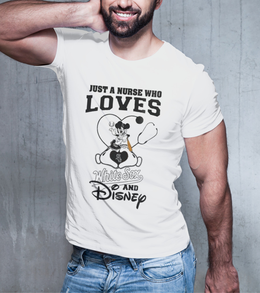 Just A Nurse Who Loves Chicago White Sox And Disney Mickey Mouse 2025 Baseball T-Shirt