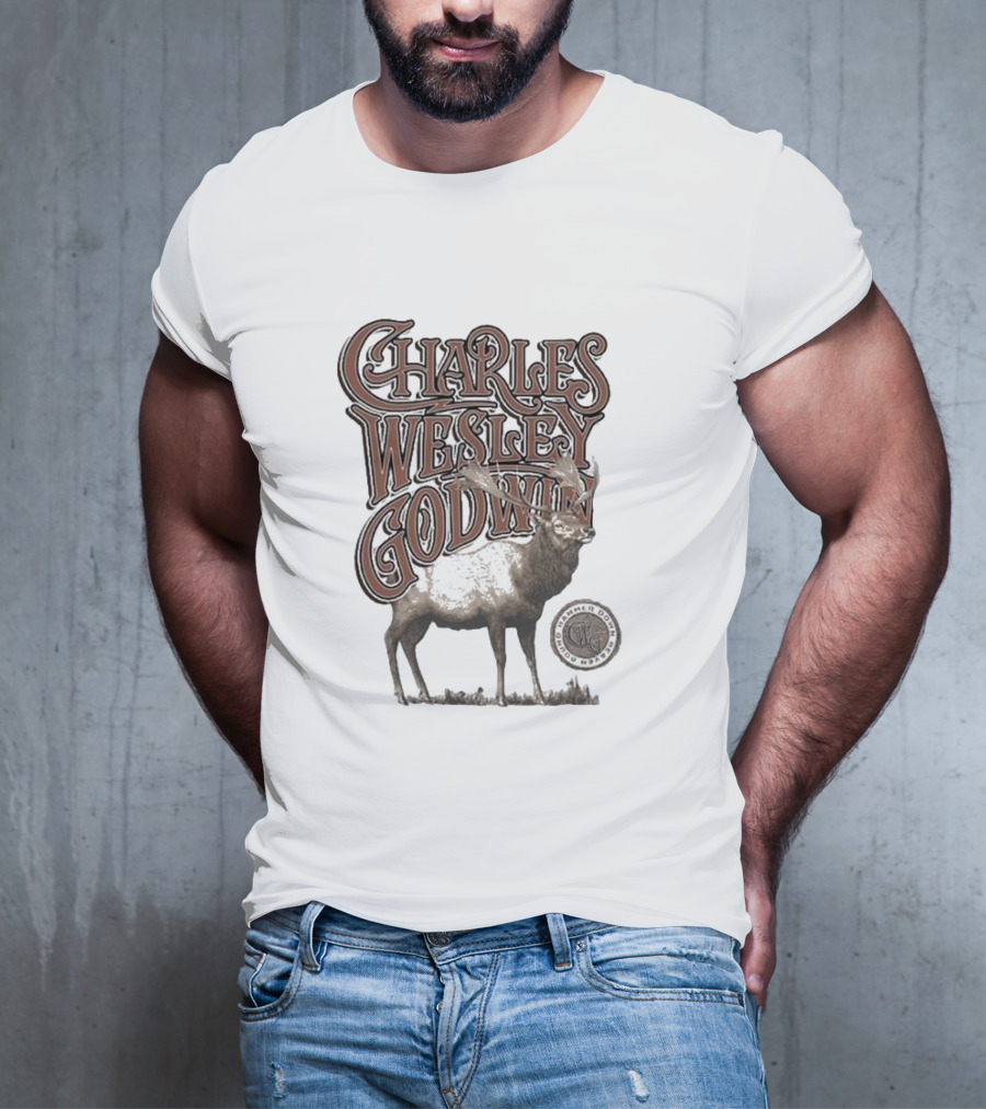 Charles Wesley Godwin Elk Lonely Mountain Town T-Shirt