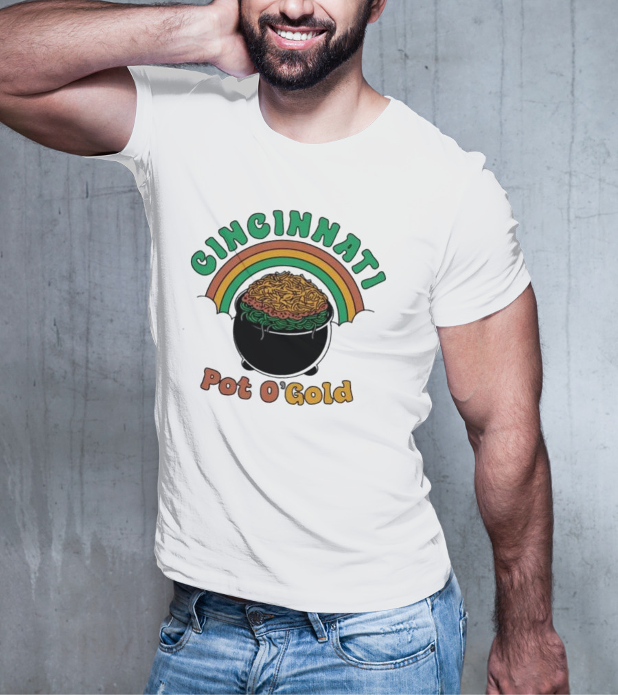 Cincinnati Pot O Gold Rainbow St Patricks Day T-Shirt