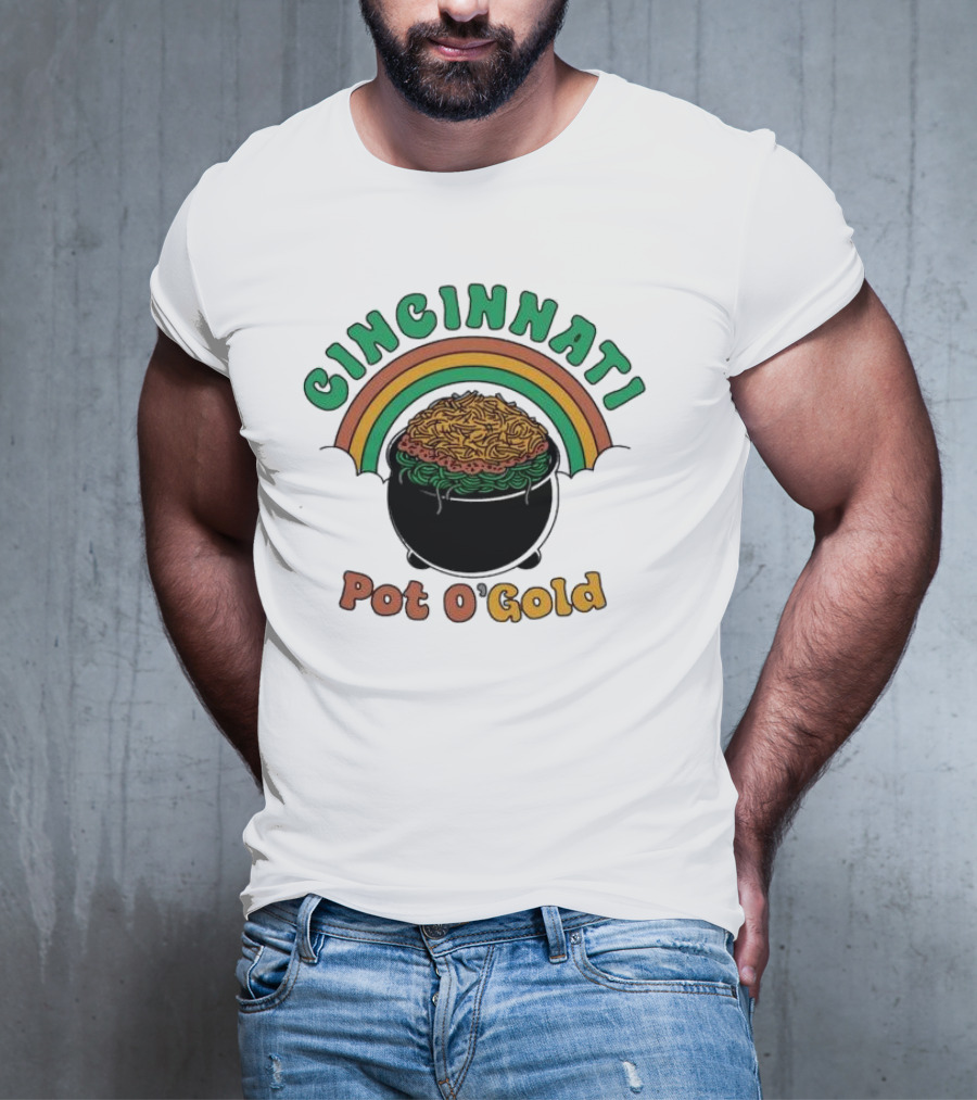 Cincinnati Pot O Gold Rainbow St Patricks Day T-Shirt