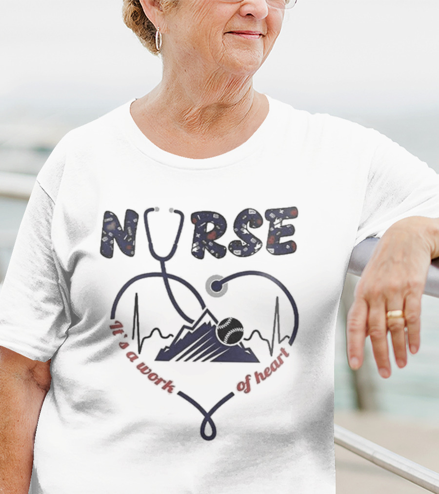 Colorado Rockies Nurses Appreciation Night 2025 Nurse Heartbeat Stethoscope Baseball T-Shirt