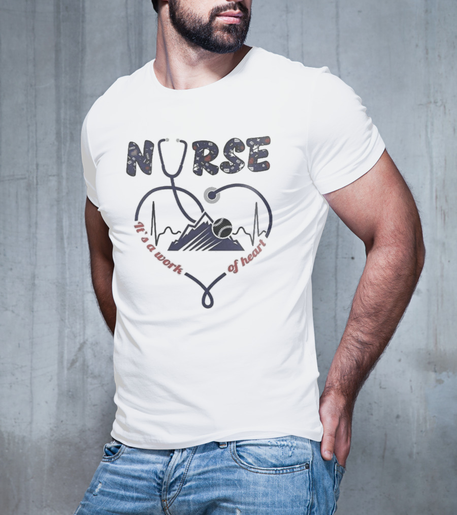 Colorado Rockies Nurses Appreciation Night 2025 Nurse Heartbeat Stethoscope Baseball T-Shirt