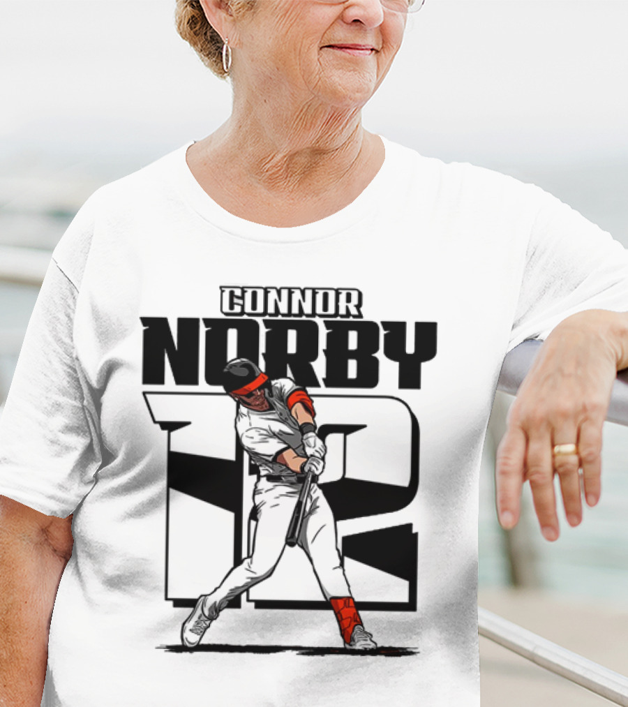 Solid Black Silhouette Baseball Connor Norby #12 Orioles Player T-Shirt