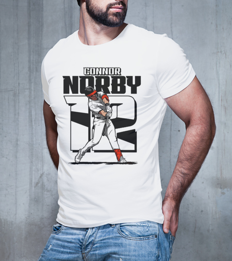 Solid Black Silhouette Baseball Connor Norby #12 Orioles Player T-Shirt
