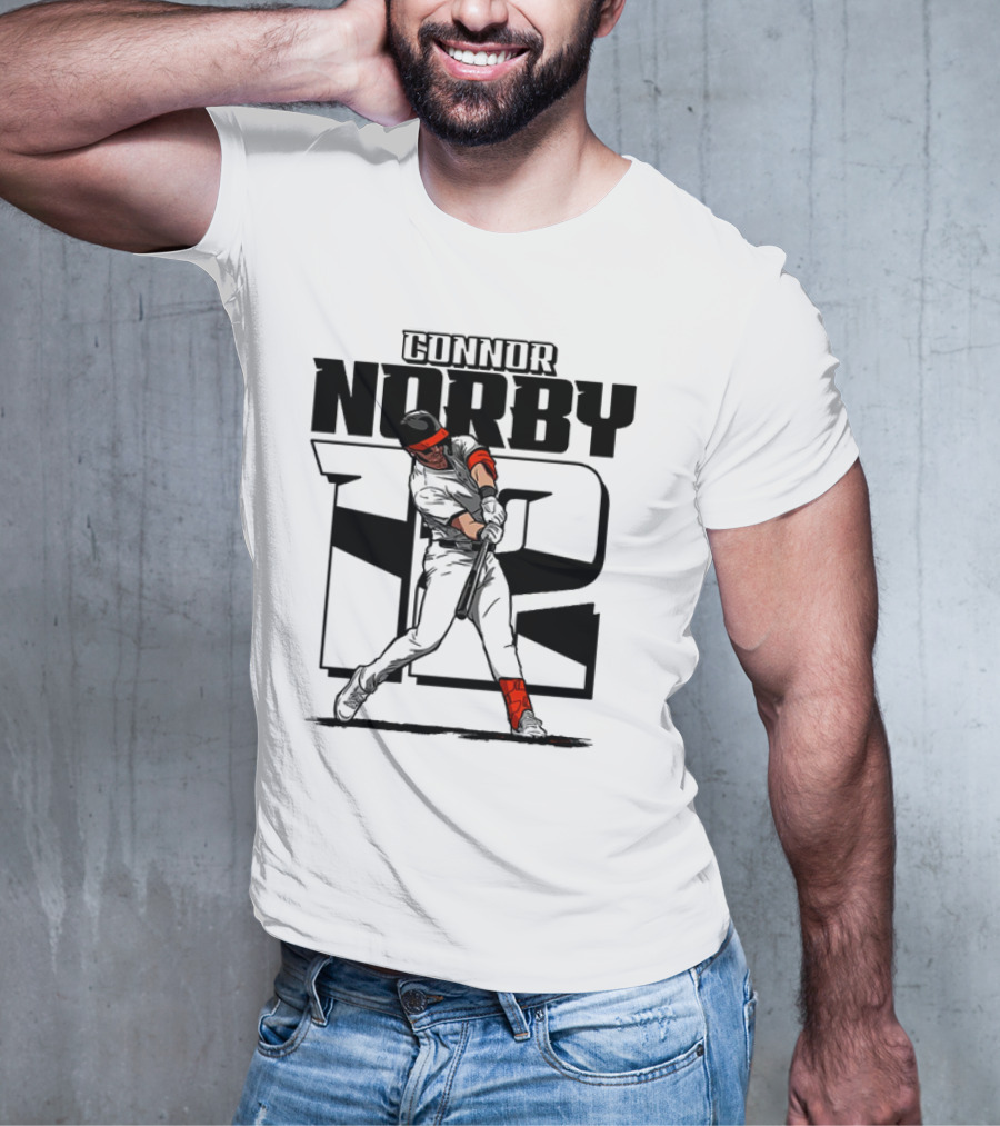 Solid Black Silhouette Baseball Connor Norby #12 Orioles Player T-Shirt