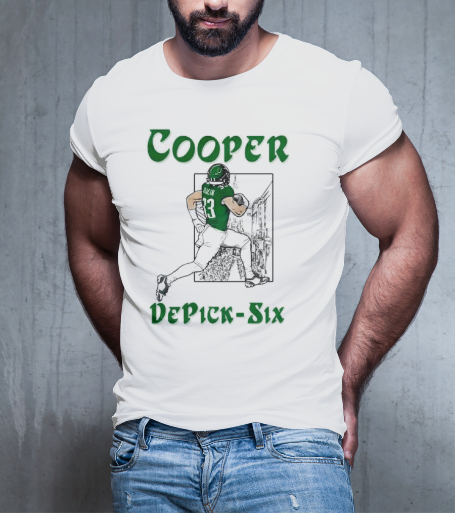 Cooper DePick-Six Cooper Philadelphia Eagles Football Player Illustration T-Shirt