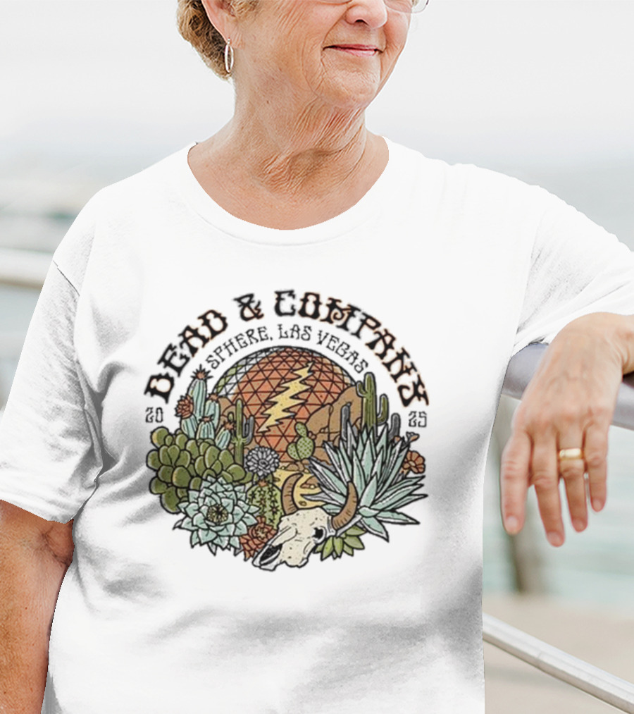 Dead & Company March 2025 Sphere Las Vegas NV Cactus Lightning Bolt T-Shirt