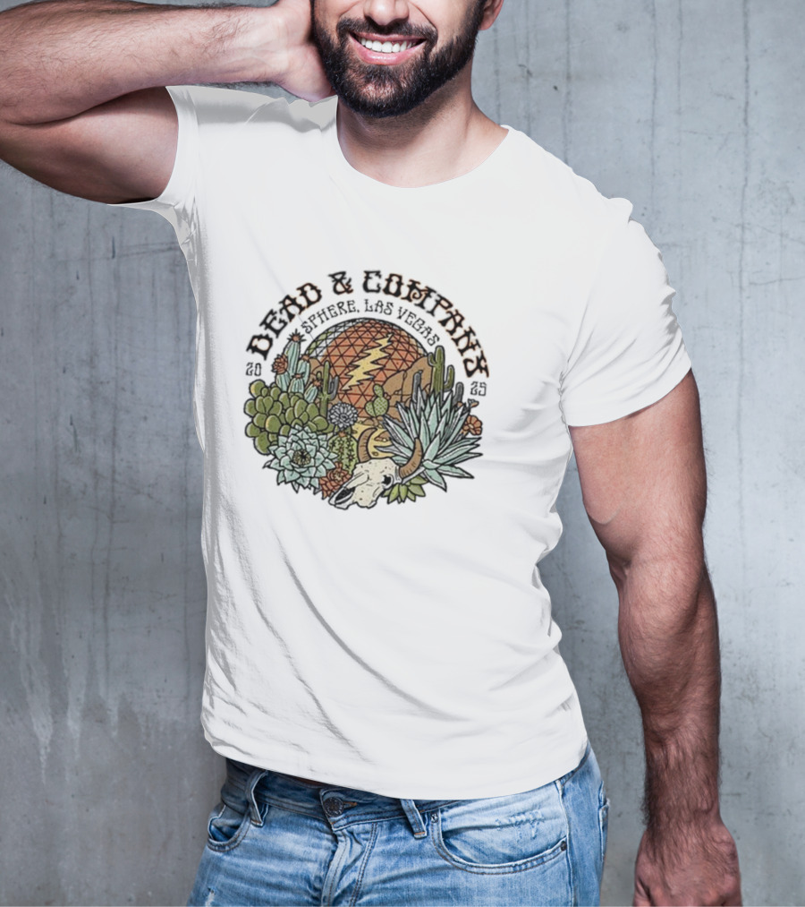 Dead & Company March 2025 Sphere Las Vegas NV Cactus Lightning Bolt T-Shirt