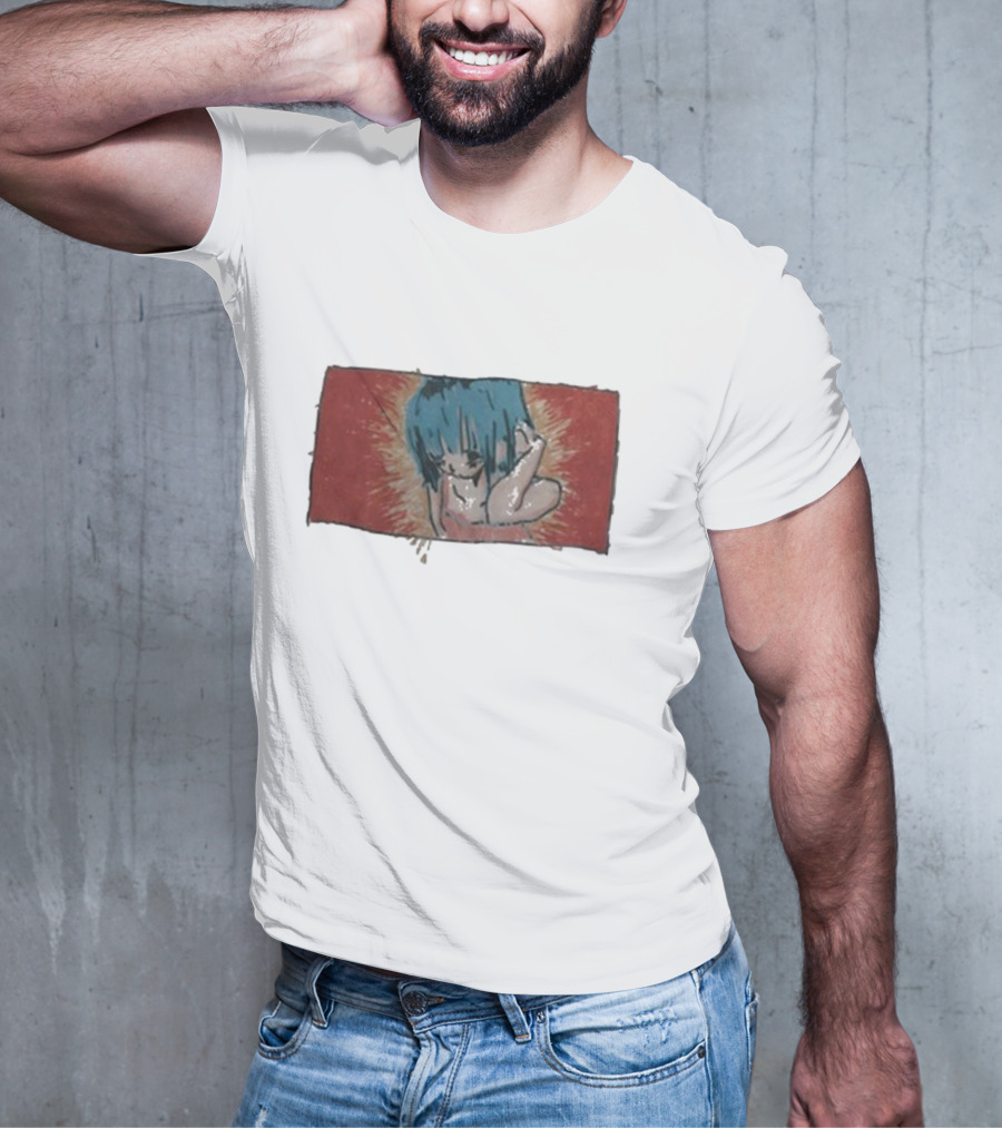 Kuru Blue-Haired Apparition Red Background Deadair T-Shirt