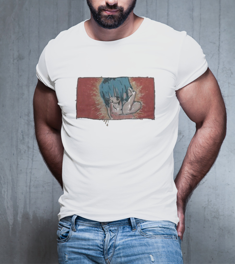 Kuru Blue-Haired Apparition Red Background Deadair T-Shirt