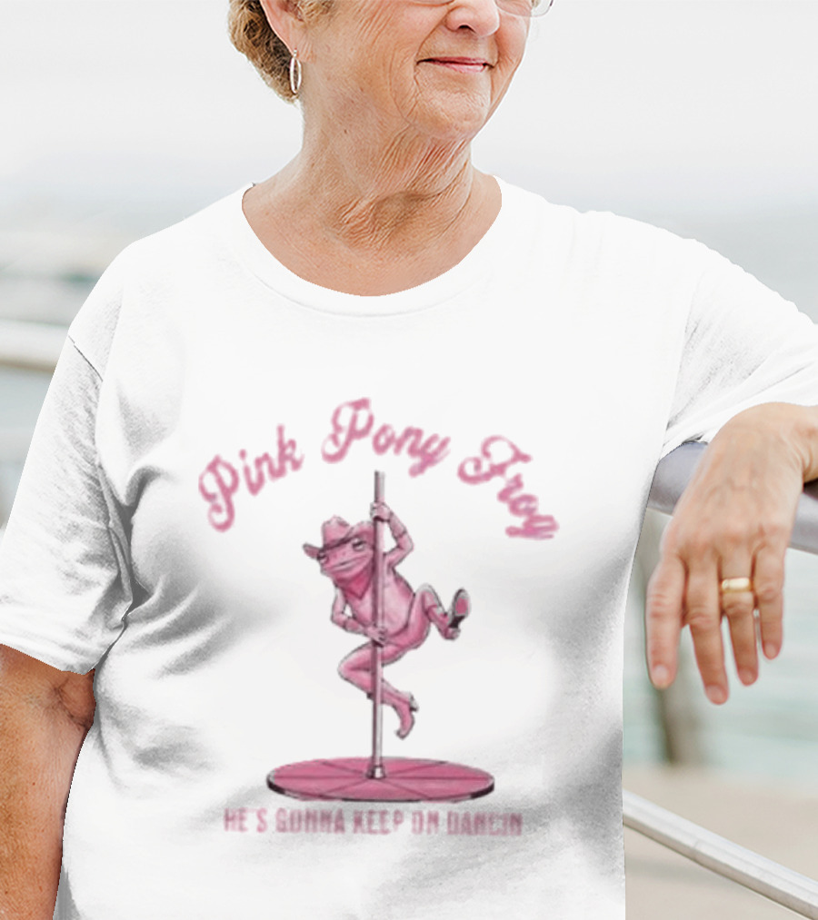 Pink Pony Frog He's Gonna Keep On Dancin' Cowboy Theme T-Shirt
