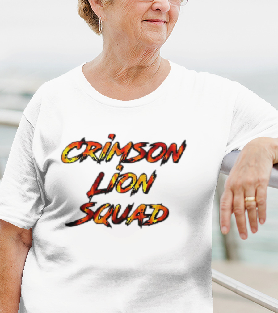 Crimson Lion Squad Fiery Bold Text Style T-Shirt
