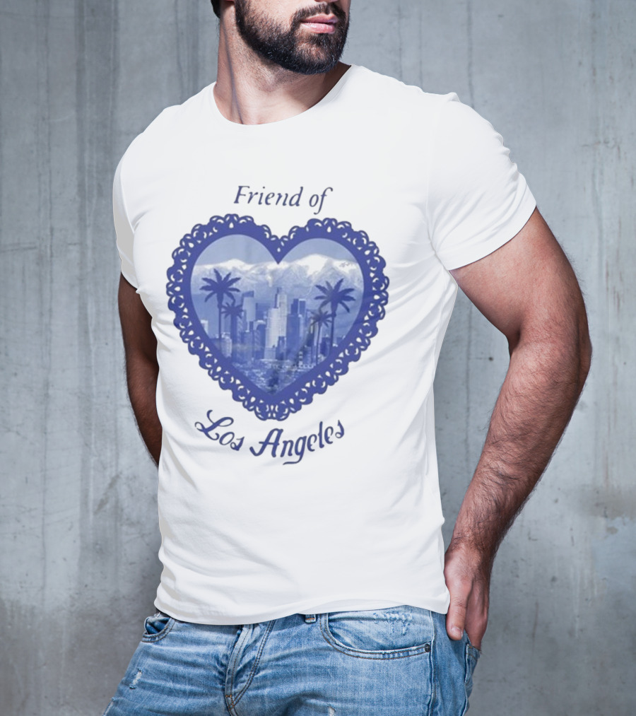 Friend Of Los Angeles Crooked Jon Lovett Heart Skyline Palms T-Shirt