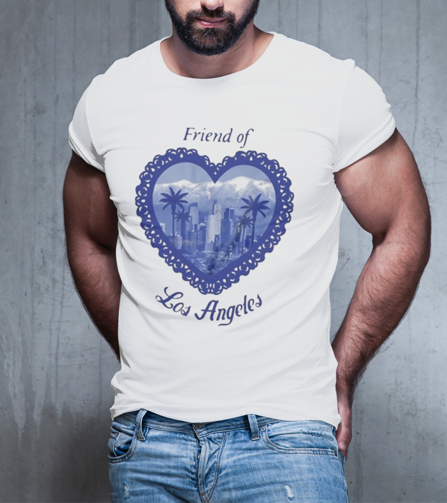 Friend Of Los Angeles Crooked Jon Lovett Heart Skyline Palms T-Shirt
