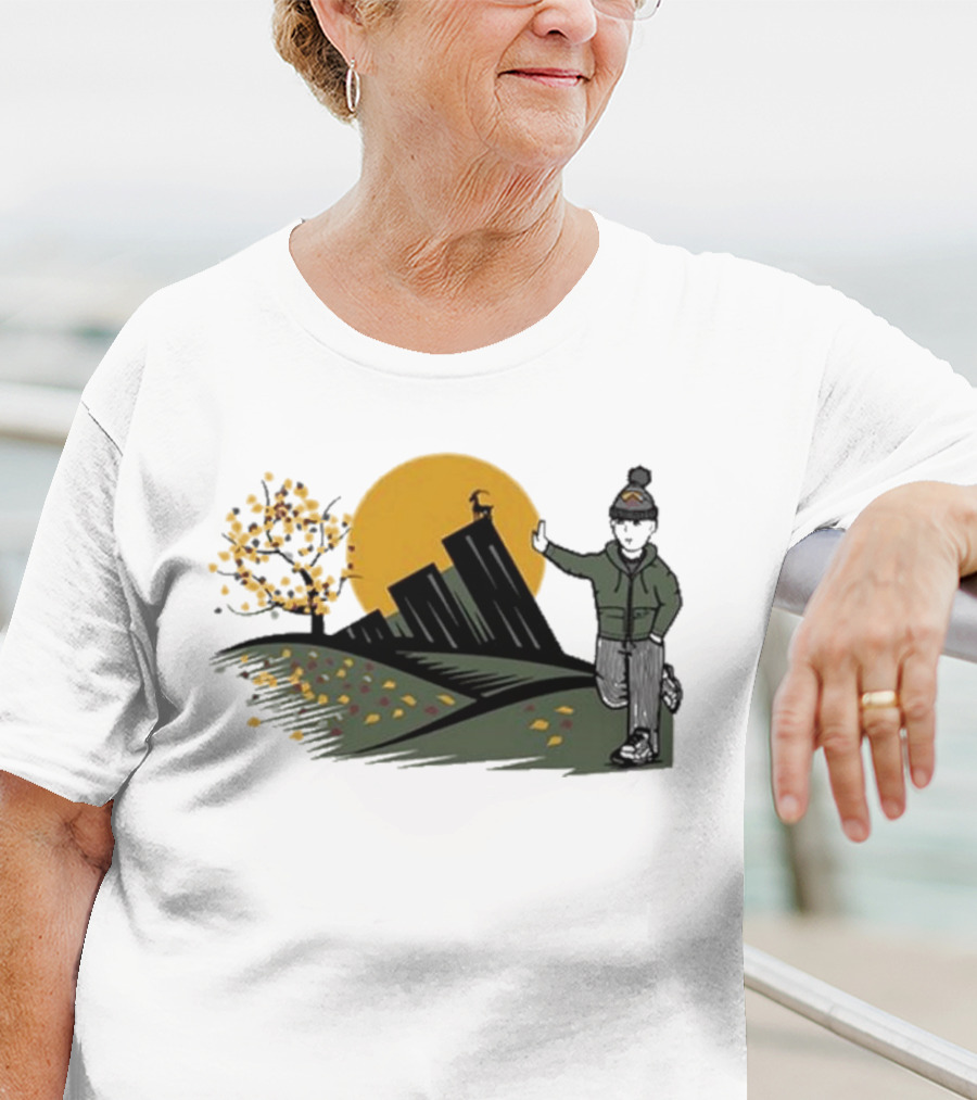 Daft Laddie Autumn Outdoors Skyline With Person Walking T-Shirt