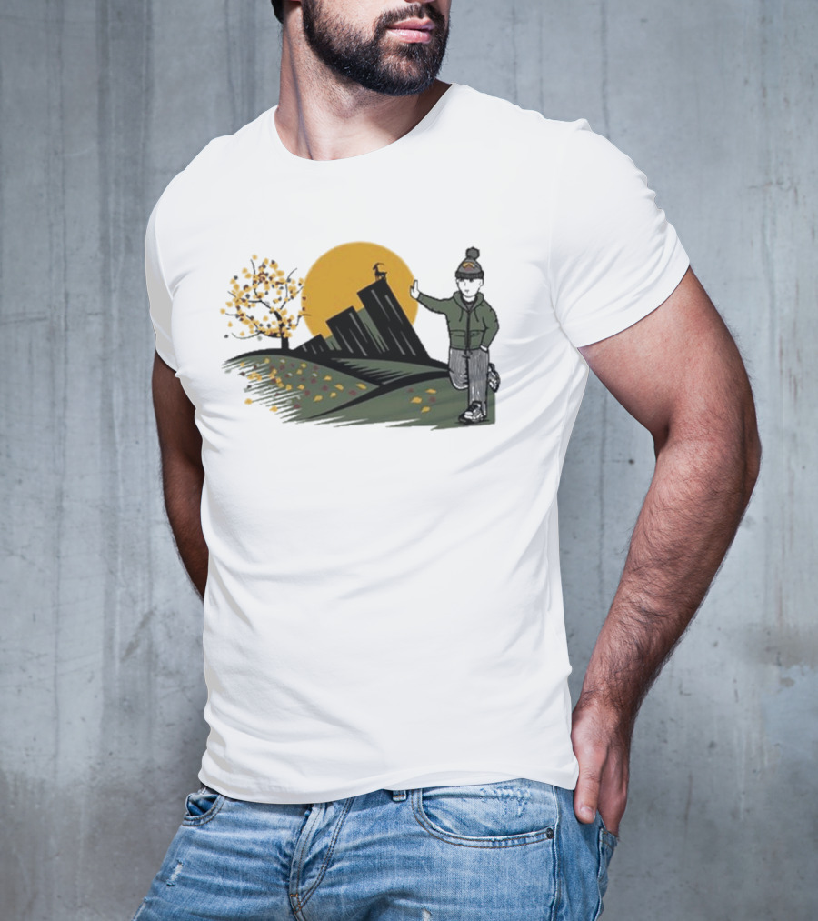 Daft Laddie Autumn Outdoors Skyline With Person Walking T-Shirt