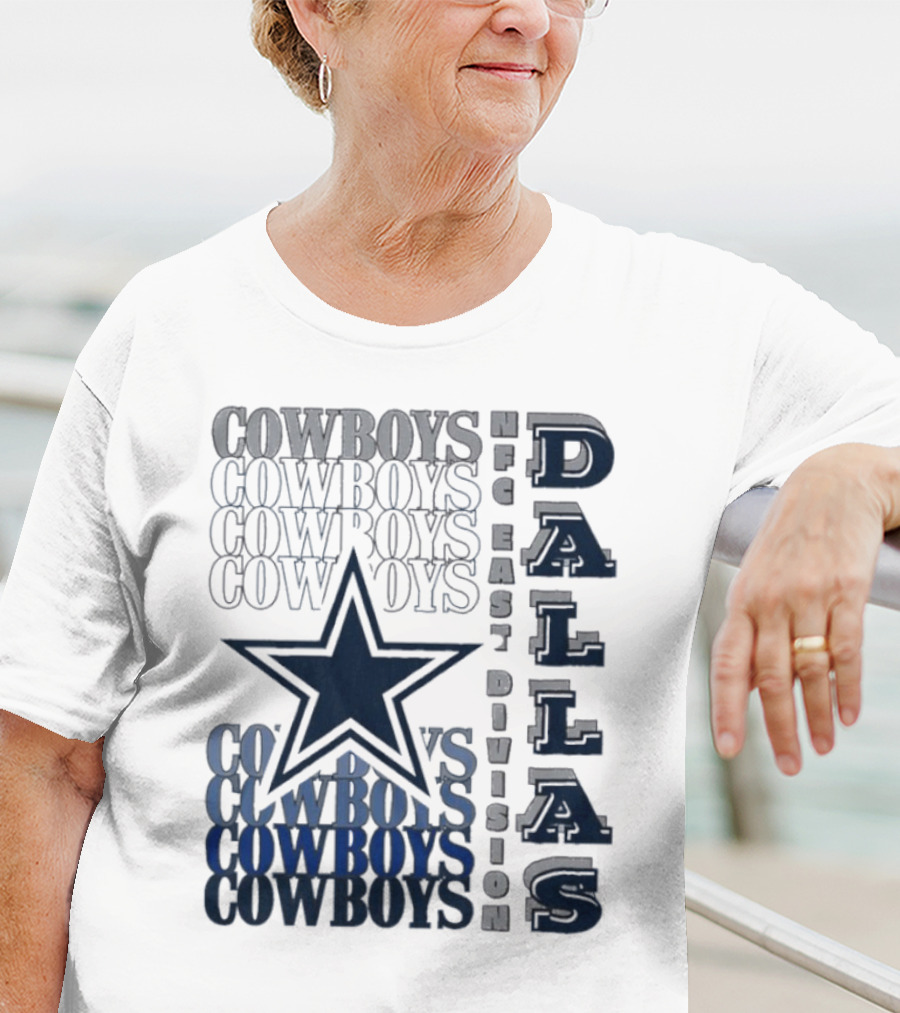 Dallas Cowboys NFC East Division Star Graphics Cowboys Text Pattern T-Shirt