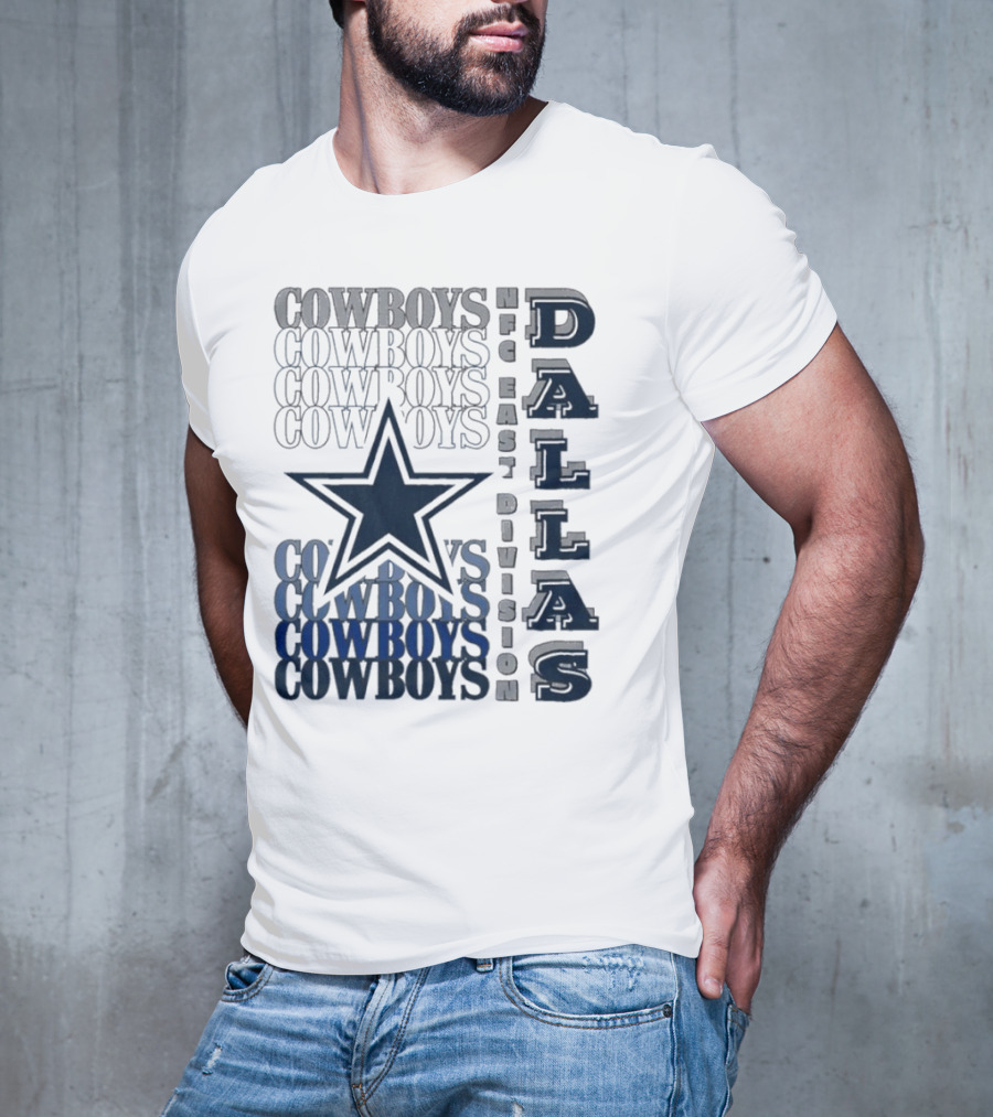 Dallas Cowboys NFC East Division Star Graphics Cowboys Text Pattern T-Shirt