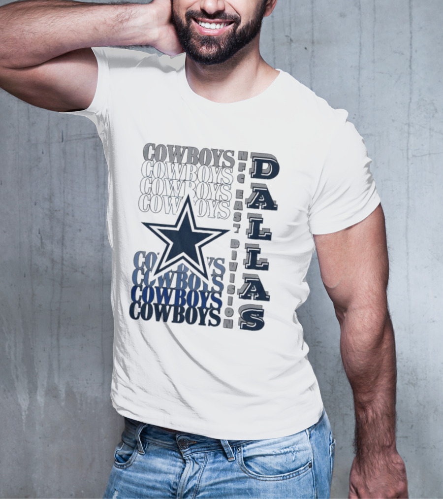 Dallas Cowboys NFC East Division Star Graphics Cowboys Text Pattern T-Shirt