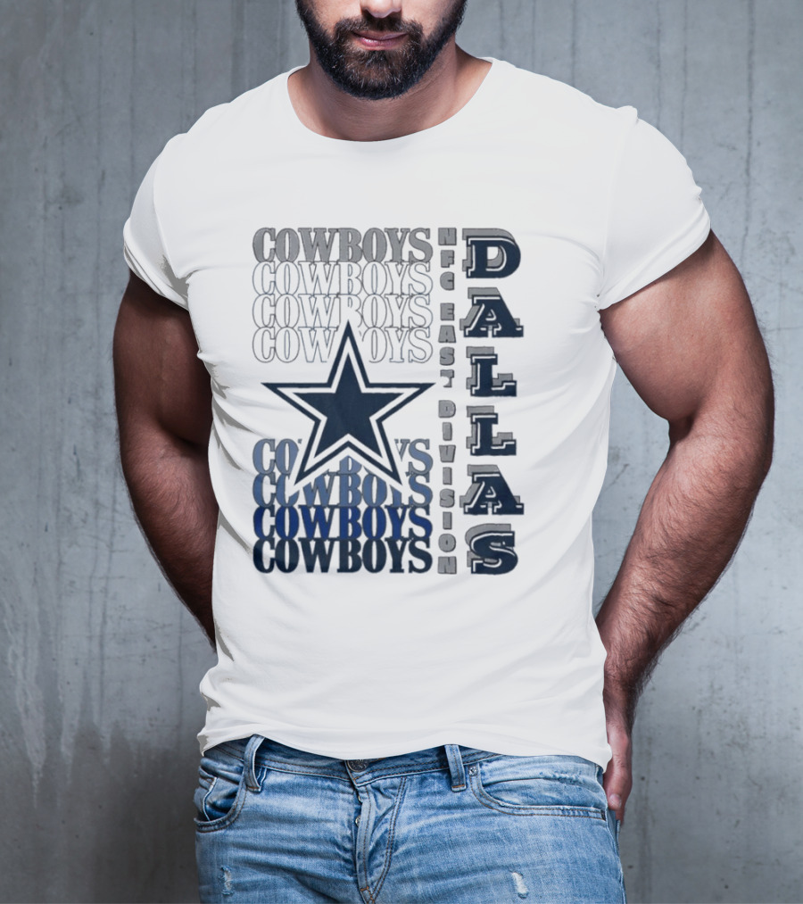 Dallas Cowboys NFC East Division Star Graphics Cowboys Text Pattern T-Shirt