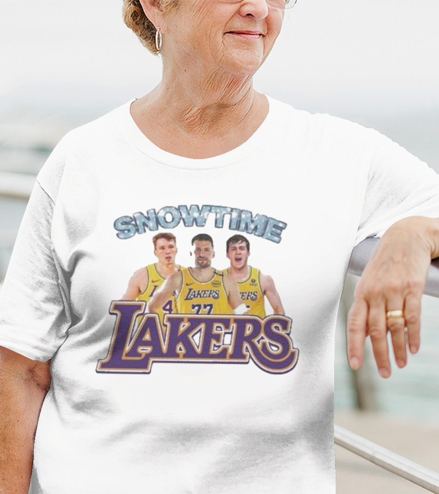 Los Angeles Lakers Snowtime Players Dalton Knecht Austin Reaves Luka Doncic T-Shirt