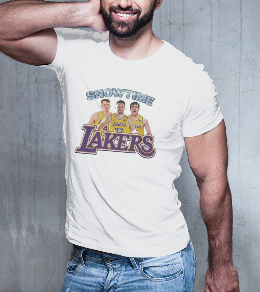 Los Angeles Lakers Snowtime Players Dalton Knecht Austin Reaves Luka Doncic T-Shirt