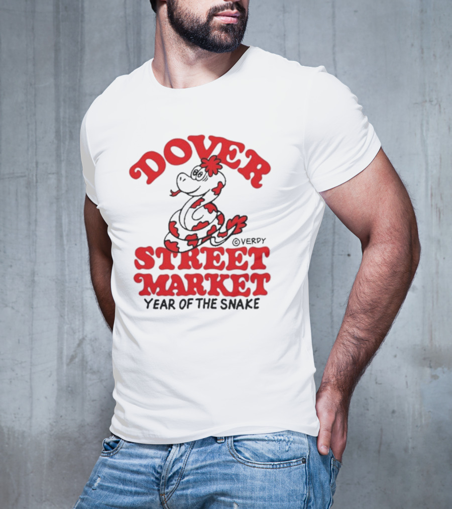 Dover Street Market X Year Of The Snake Red Text Desempacados Verdy Collaboration T-Shirt