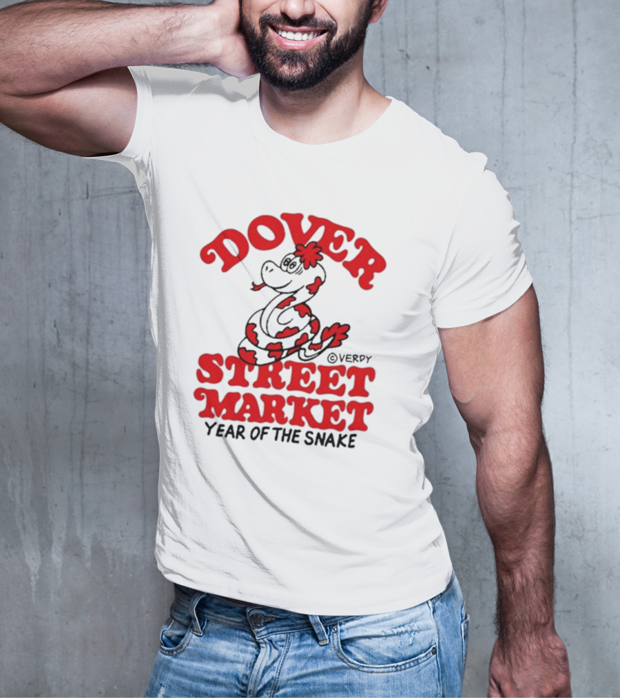 Dover Street Market X Year Of The Snake Red Text Desempacados Verdy Collaboration T-Shirt