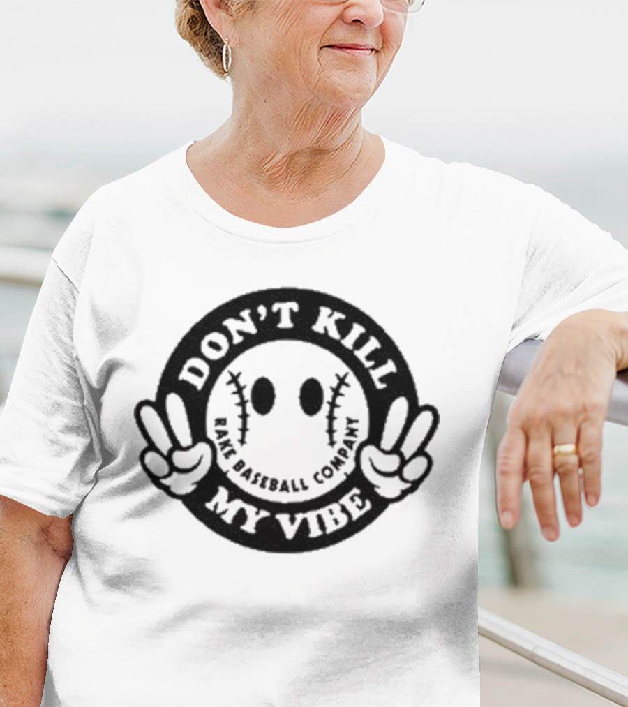 Don’t Kill My Vibe Baseball Company Baseball Emoji Peace Hands T-Shirt