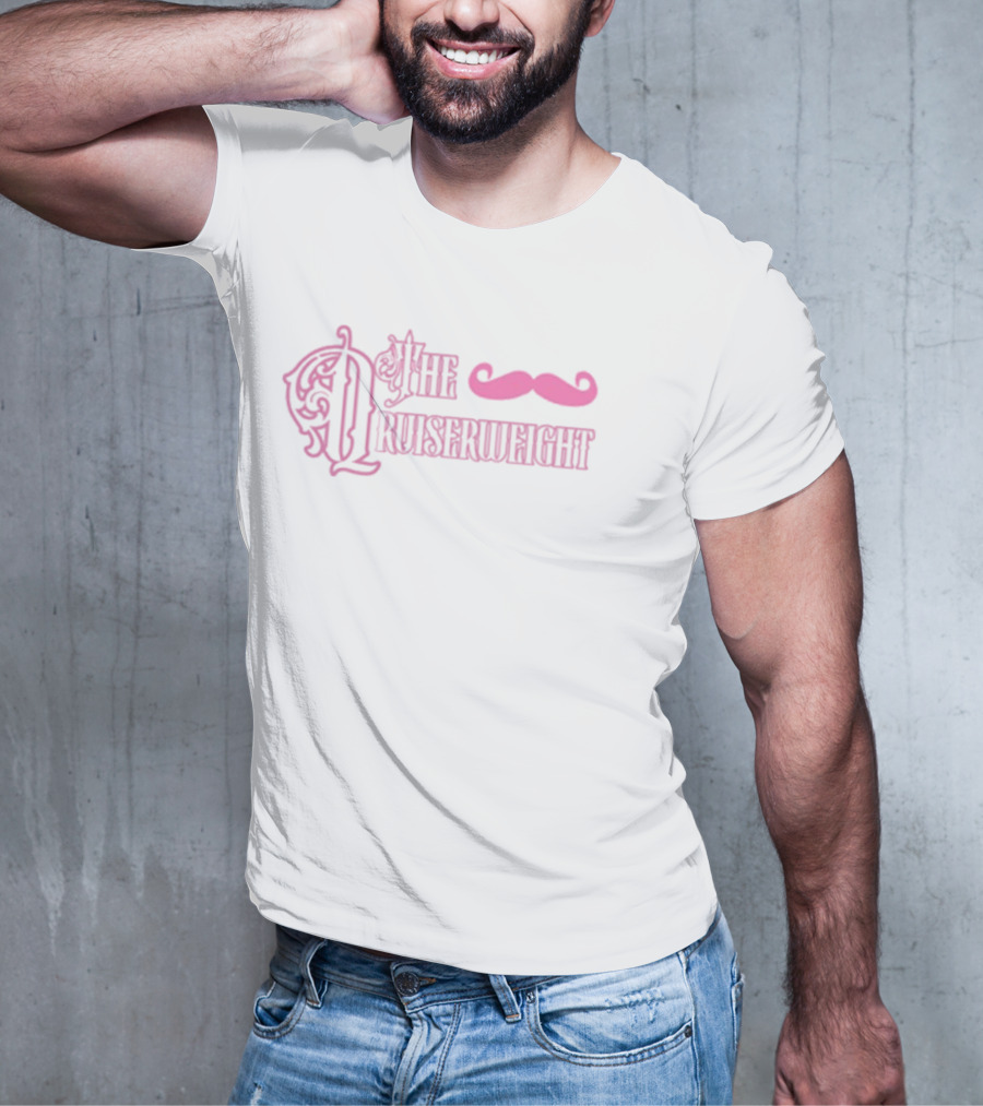 Elliott Qrow Qruiserweight Pink Mustache Motif T-Shirt