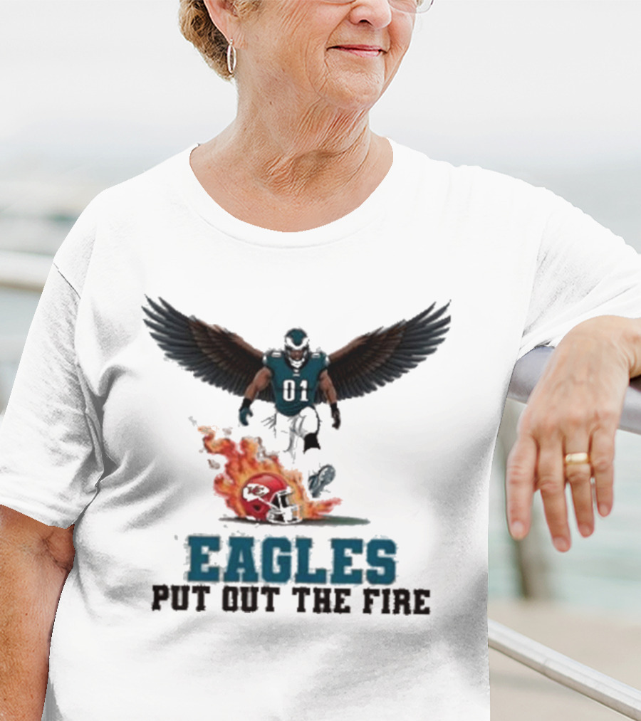 Eagles 01 Player Crushes Flaming Helmet T-Shirt