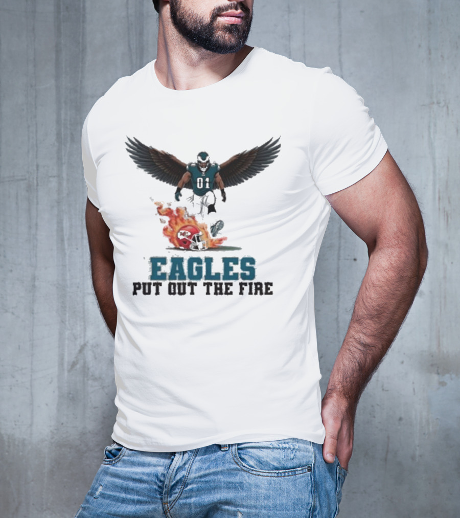 Eagles 01 Player Crushes Flaming Helmet T-Shirt