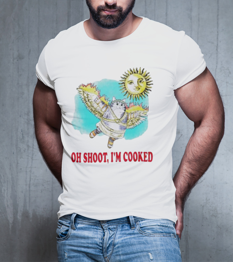 Oh Shoot I'm Cooked Winged Cat With Sun T-Shirt