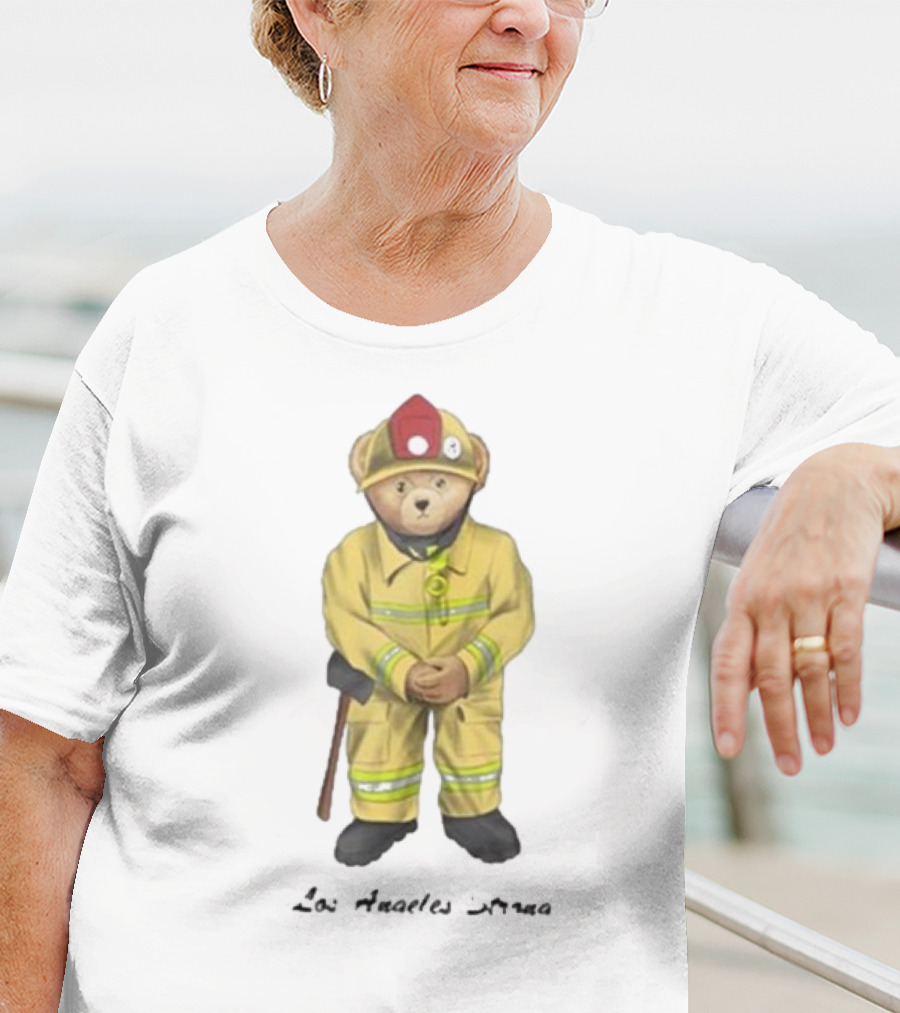 Firefighter Bear Standing In Uniform With Axe T-Shirt
