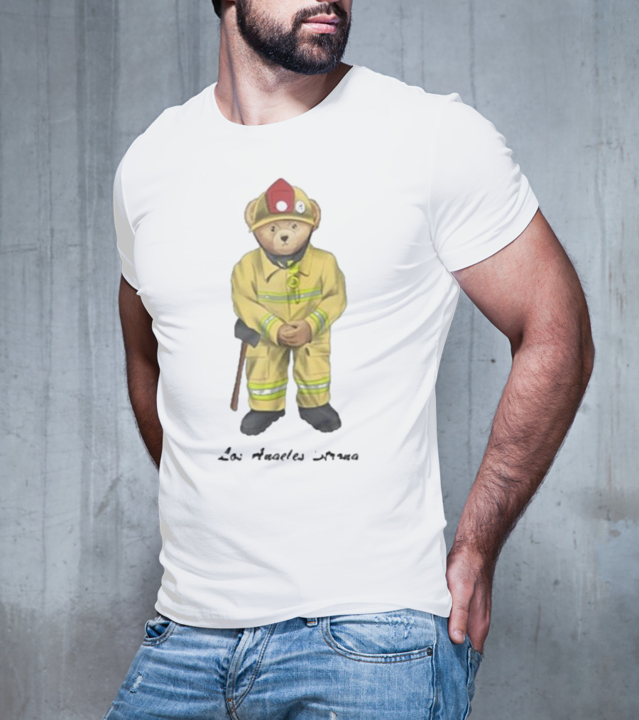 Firefighter Bear Standing In Uniform With Axe T-Shirt