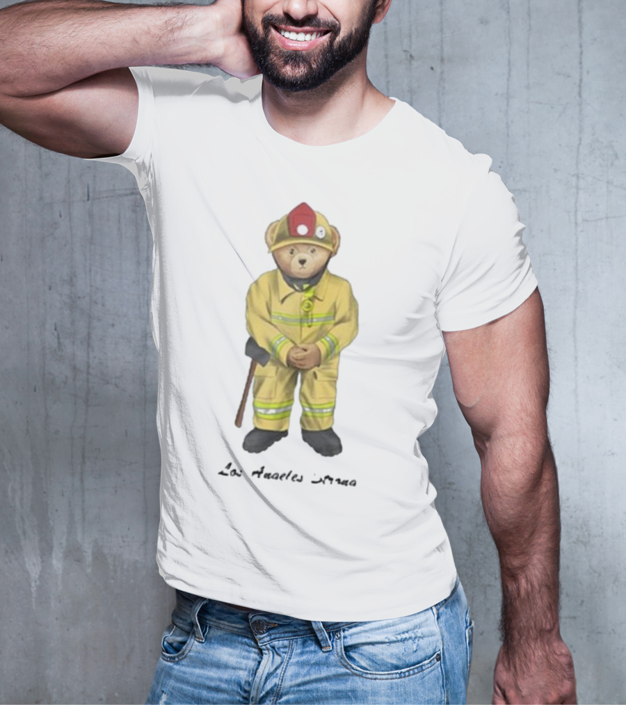 Firefighter Bear Standing In Uniform With Axe T-Shirt