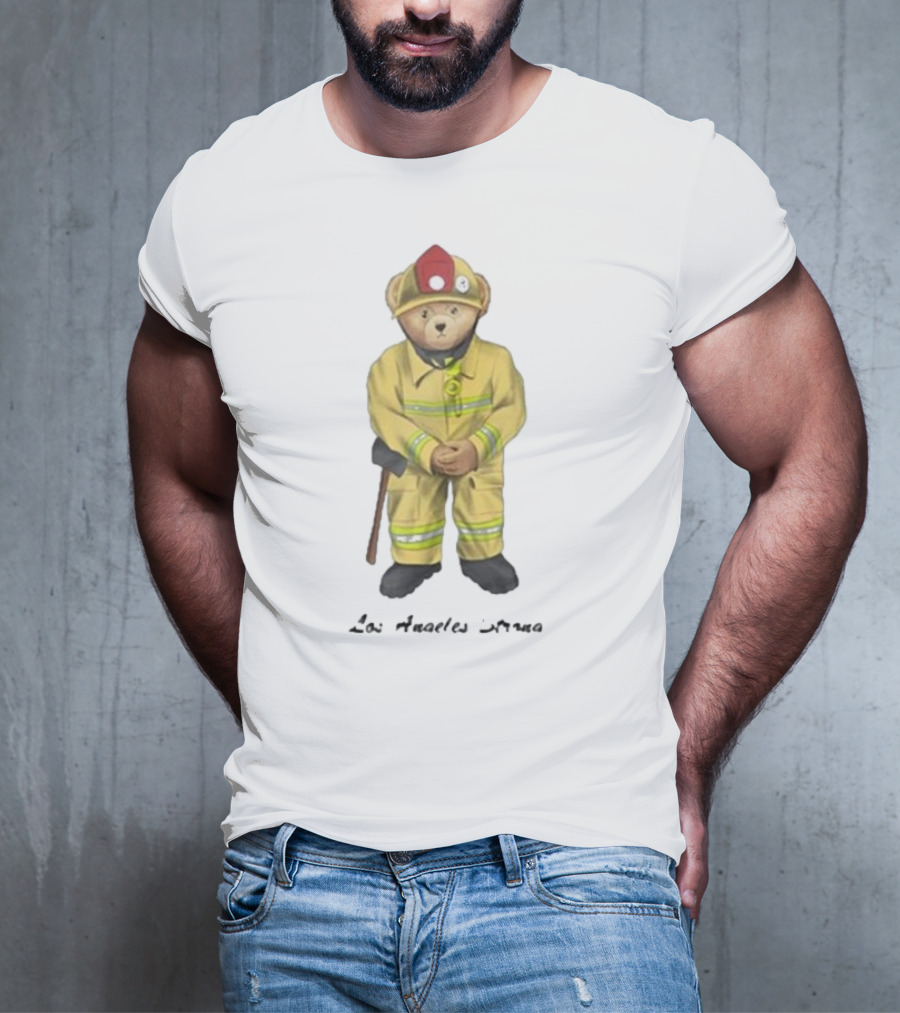 Firefighter Bear Standing In Uniform With Axe T-Shirt