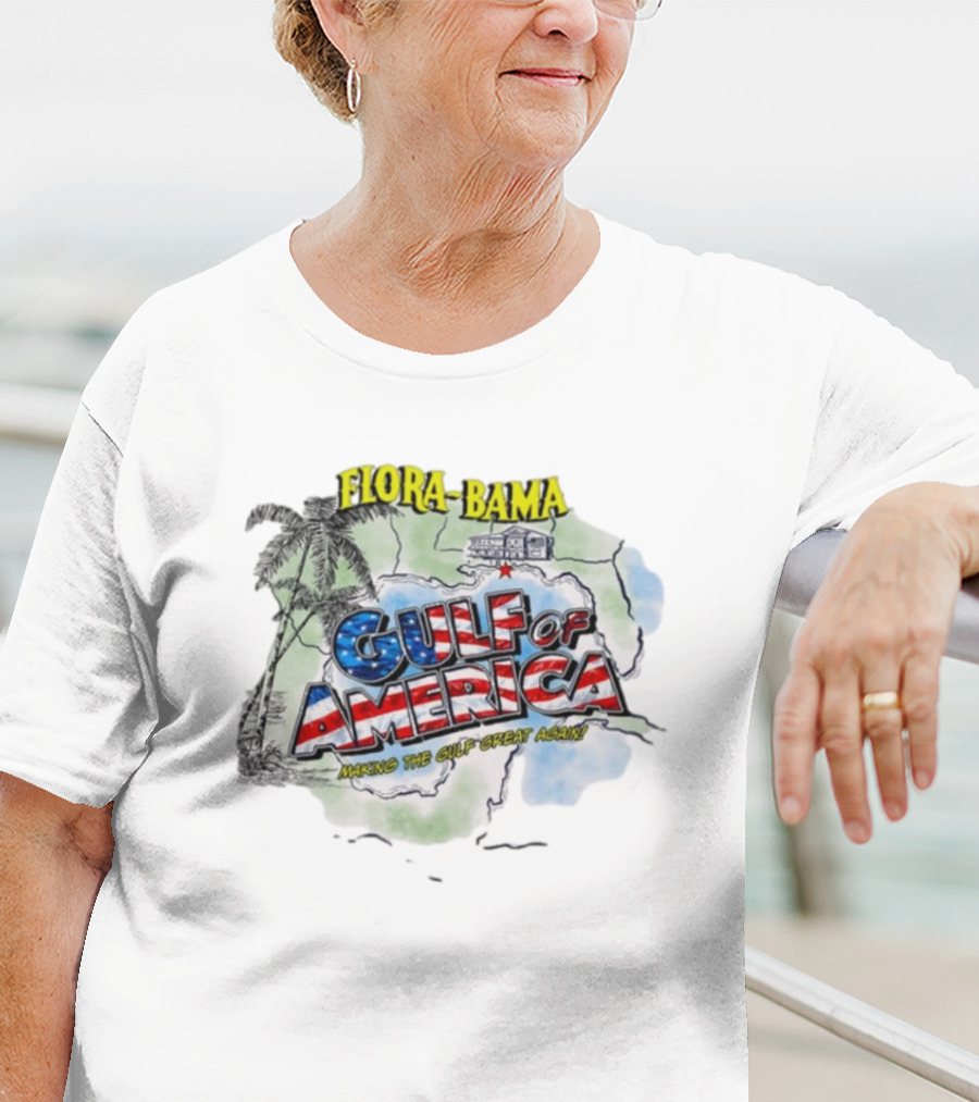 Flora-Bama Gulf Of America Making The Gulf Great Again 2025 Map Palms And House T-Shirt